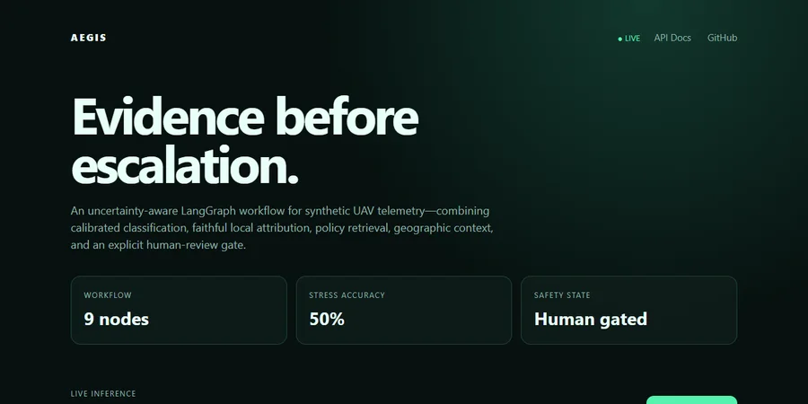 AEGIS agent runtime, live site